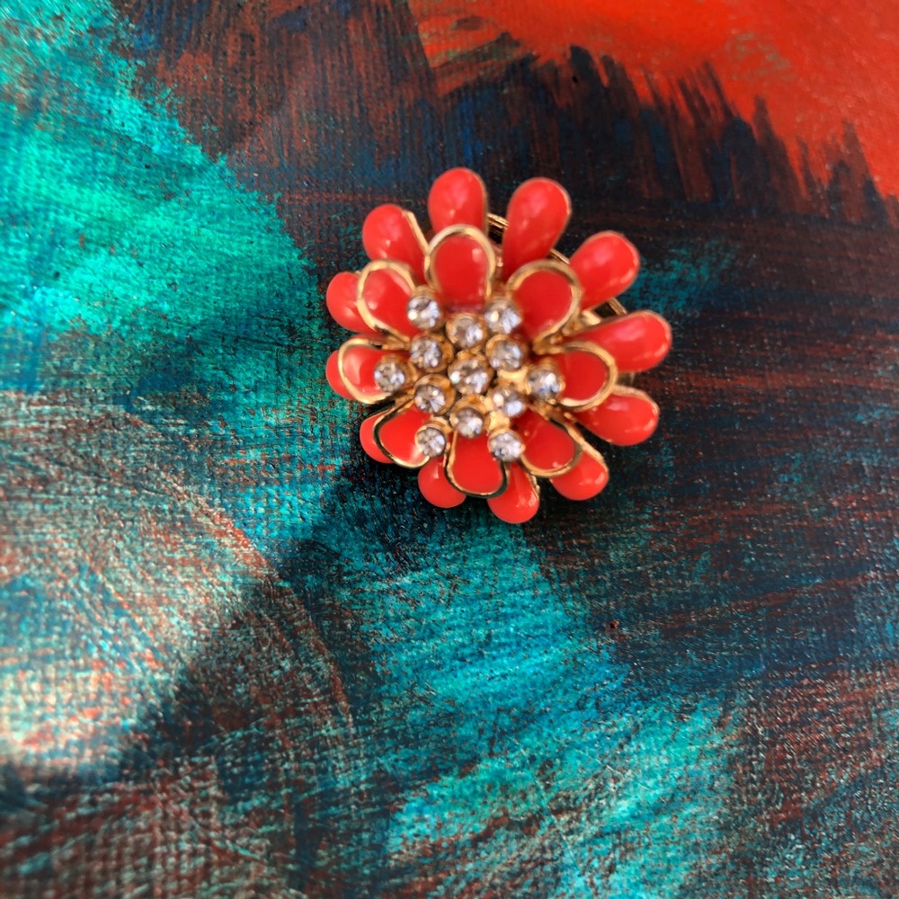 Enamel Flower Ring - Picture 2 of 5